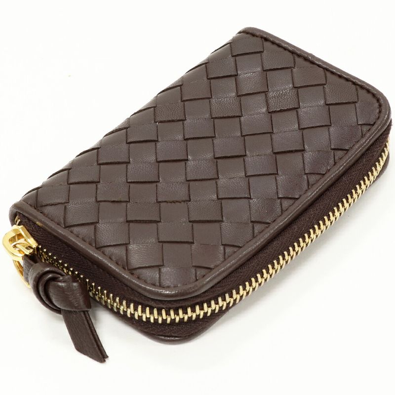 Bottega Veneta Coin Case Intrecciato Lambskin Dark Brown 114075 V0013 2040