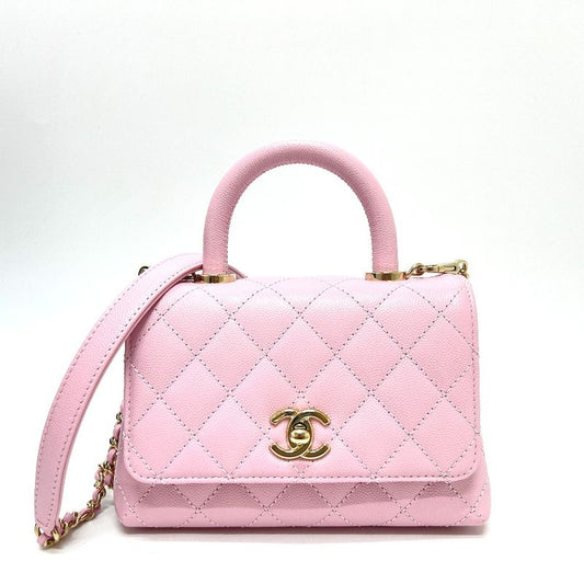 Chanel Handbag Coco Handle XXS Caviar Skin Baby Pink