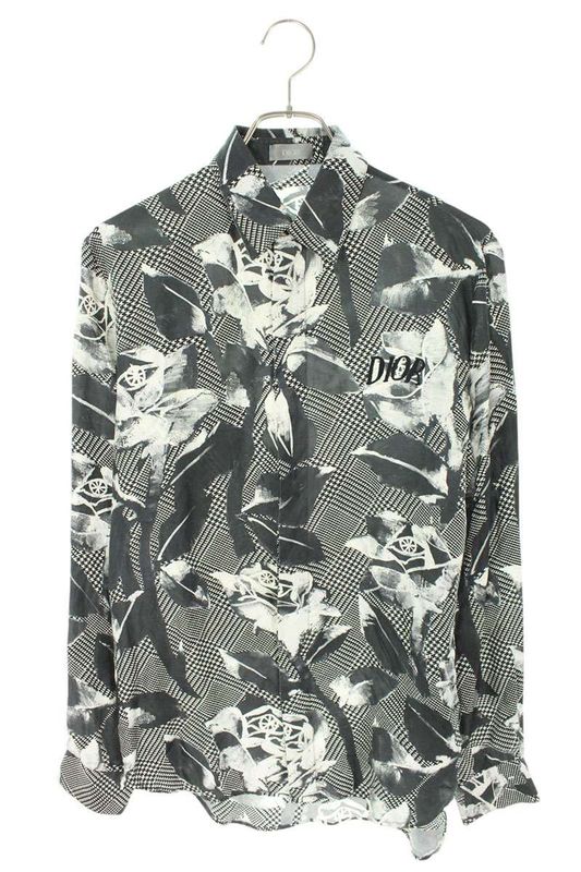 Dior 20SS 013c501e4796 Silk Long Sleeve Shirt With Floral Pattern Men's 37