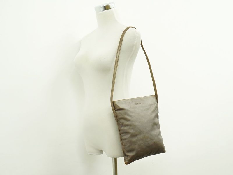 Authentic Loewe Leather Shoulder Bag Brown Bag Pre-owned [follow-up Discount