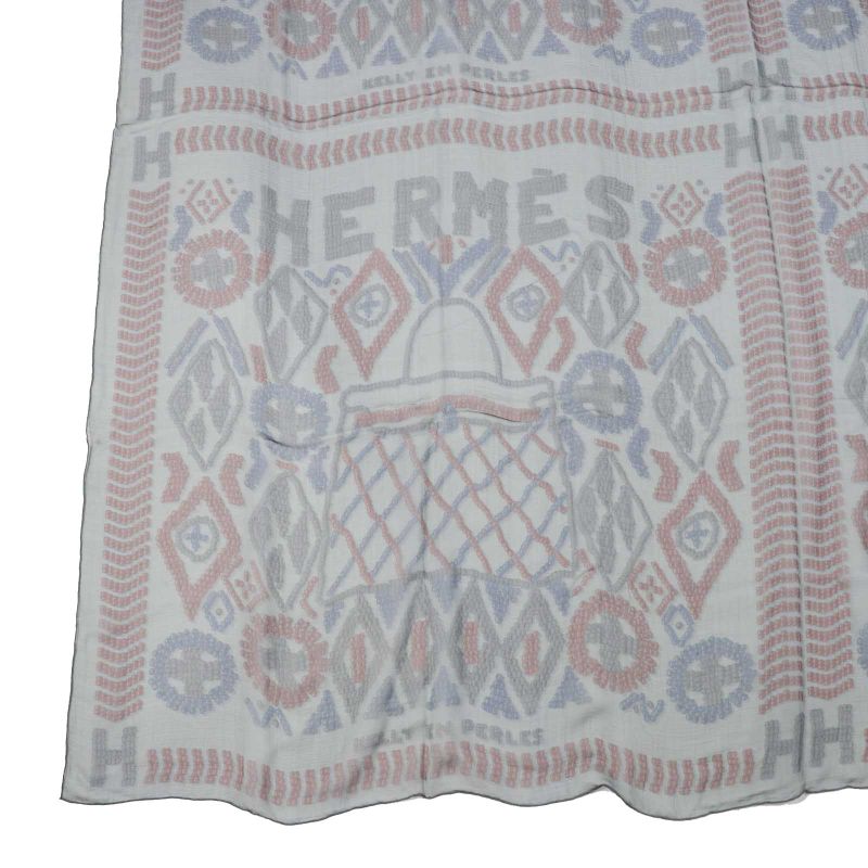 Hermes Carre 140 Kelly EN Perles Kelly EN Perles Lou Silk GRIS Etain Bordeaux