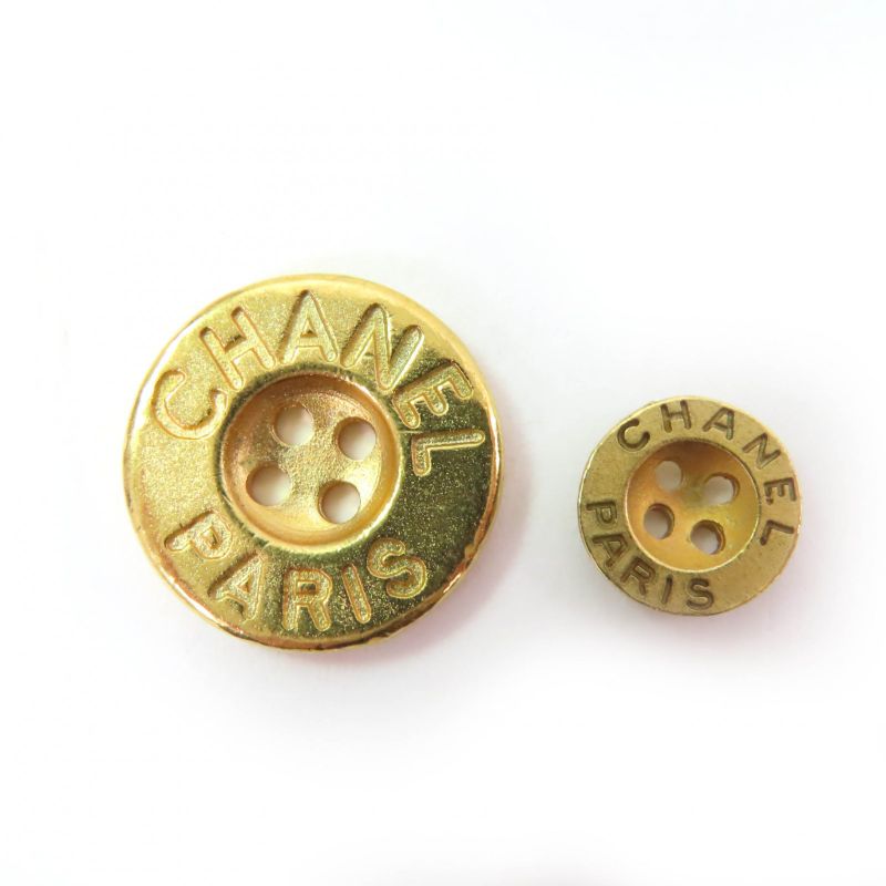 CHANEL Vintage Logo Button Metal Button Large And Small Set Of 14 Gold Ladies