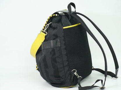 Authentic Fendi Strike Pecan 2WAY Backpack Sac Shoulder Bag Nylon Leather Black