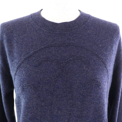 Hermes 24AW 2604d1 100% Cashmere H Lift Long Sleeve Knitted Sweater In Navy 40