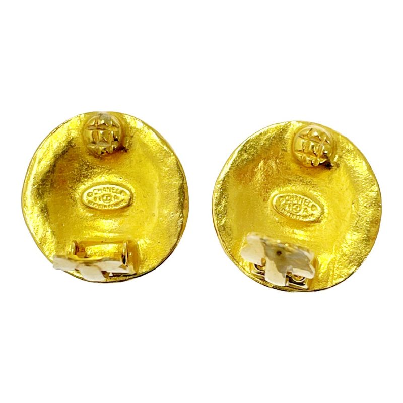 Chanel GP Coco Mark Round Earrings Gold 306153 Earrings