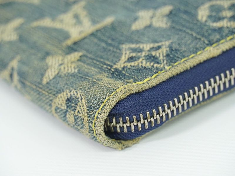 Authentic Louis Vuitton Mini Zippy Wallet Monogram Denim Fold Wallet Compact