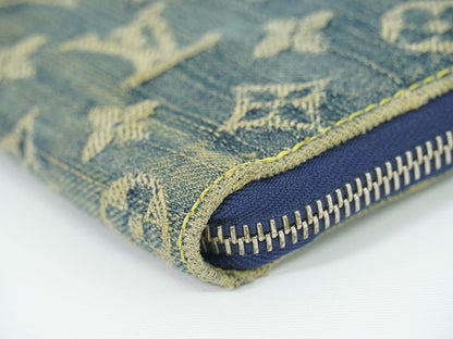 Authentic Louis Vuitton Mini Zippy Wallet Monogram Denim Fold Wallet Compact