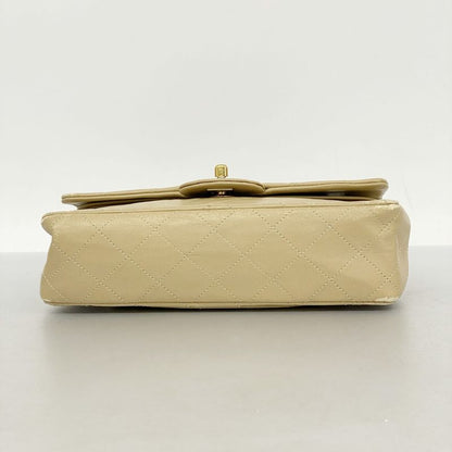 Chanel Shoulder Bag Matelasse Lambskin Beige Gold Hardware Women
