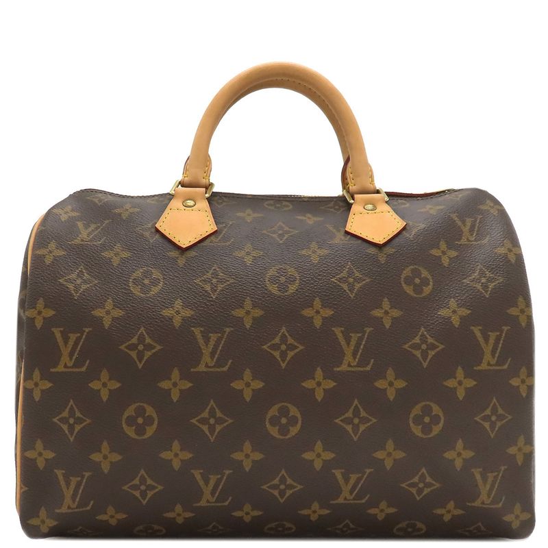 Louis Vuitton Handbag Speedy 30 Monogram Canvas Monogram Gold Hardware Brown