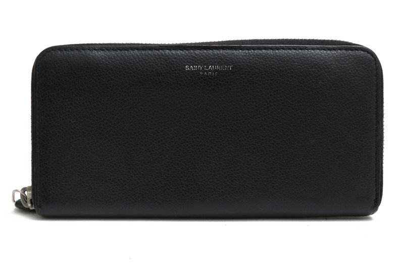 Saint Laurent/Yves Saint Laurent Long Wallet Ladies Women Leather Genuine Black