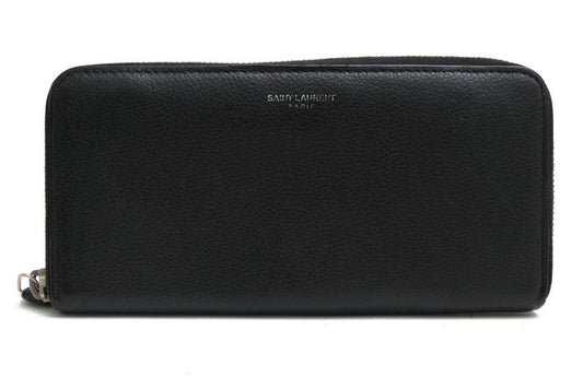 Saint Laurent/Yves Saint Laurent Long Wallet Ladies Women Leather Genuine Black