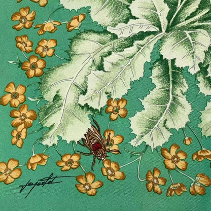 Hermes Carre 90 Silk Scarf LA Prairie Meadow Green