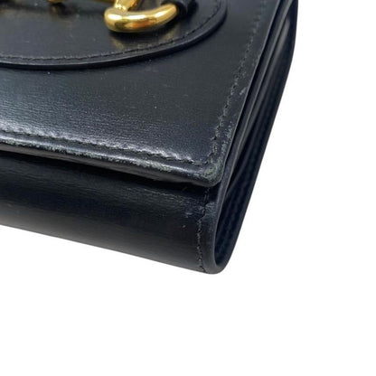 Gucci Bifold Wallet Horsebit 1955 Wallet 621891 Leather Black Gold Hardware