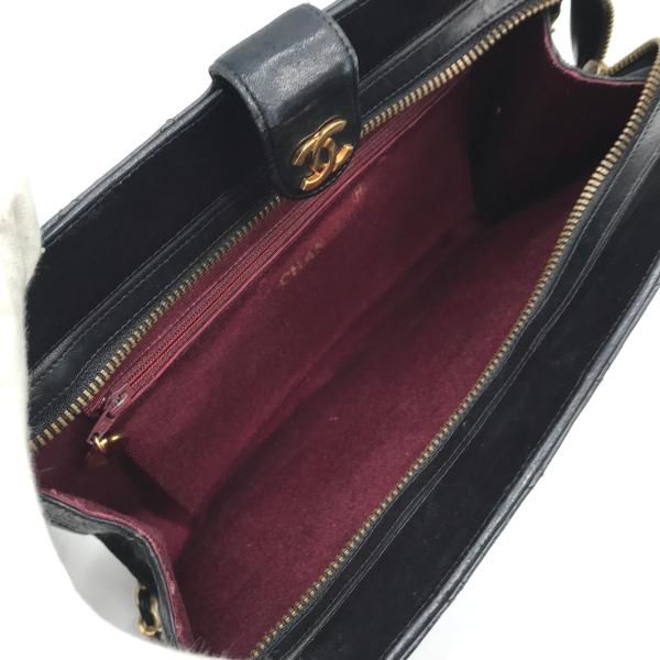 Chanel CC Logo Quilted Tassel Chain Tote Black