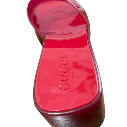 Gucci Rubber Logo Sandals 24.5cm (9.65in) Equivalent Red Women's Used