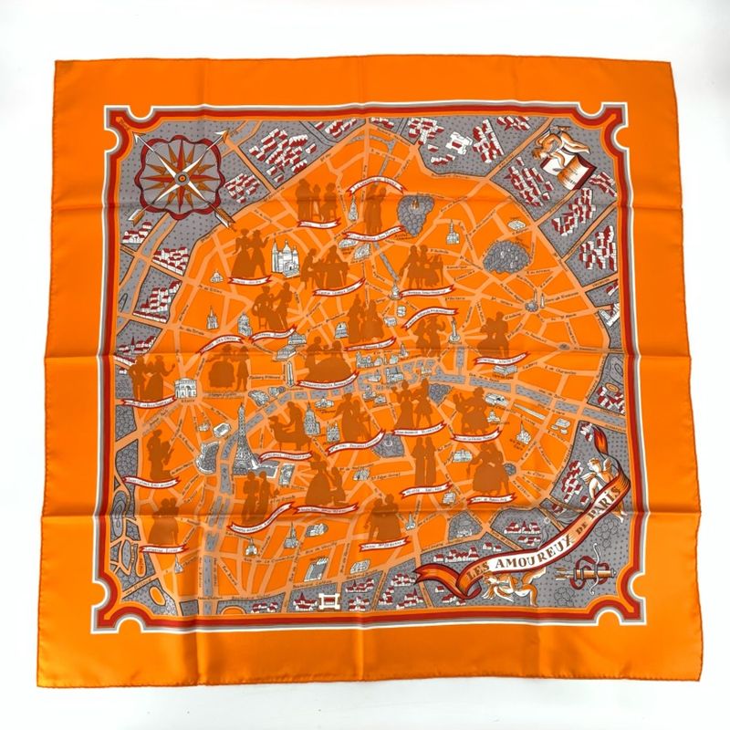 Hermes Scarf Carre 90 LES Amoureux DE Paris Lovers