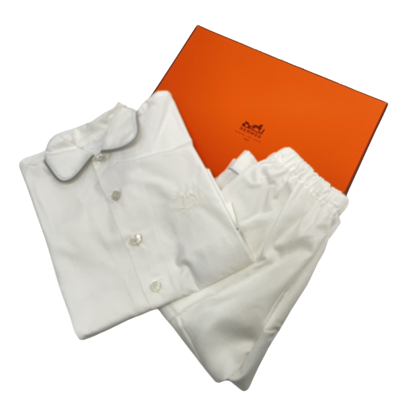 Hermes Kids Pajama Nightwear Set White With Box Size 2
