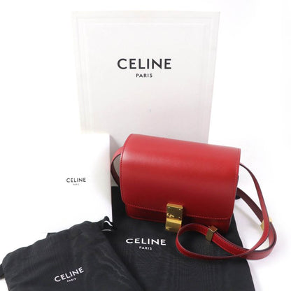Celine 189183dls Classic BOX Small Classic Box Small Leather Shoulder Bag Red