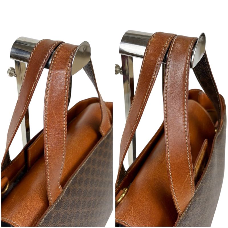 Celine Mini Tote Handbag Macadam Pattern Pvcleather Brown