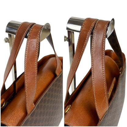 Celine Mini Tote Handbag Macadam Pattern Pvcleather Brown