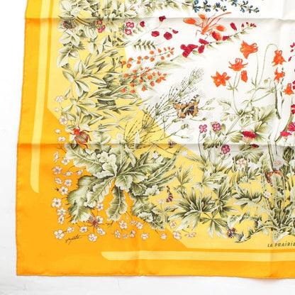 Hermes Carré 90 LA Prairie Meadow Silk Scarf Yellow