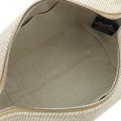 Hermes Pouch Brid a Black Au Carré PM Wool Sègre Silver Hardware Handbag Vanity