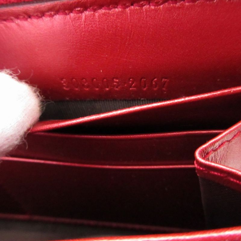 Gucci Heart Interlocking 308005 Leather Red Round Zipper Long Wallet 1346 Gucci