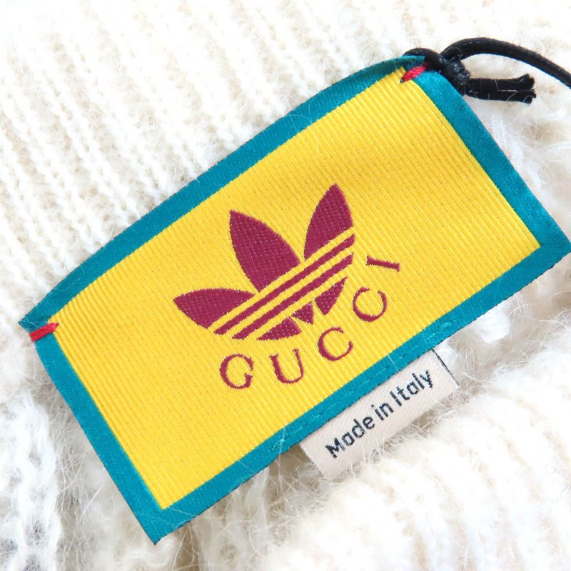 Gucci×adidas Gucci×adidas 721504 Trefoil Three Stripes Mohair Knit Pants Ivory