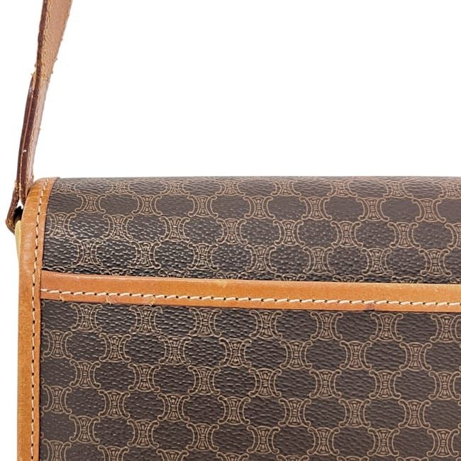 Celine Shoulder Bag Brown Beige Macadam Crossbody PVC