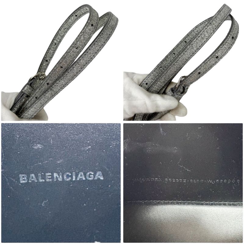 Balenciaga Camera Bag XS Everyday Mini Shoulder Bag Silver Lame Glitter Logo