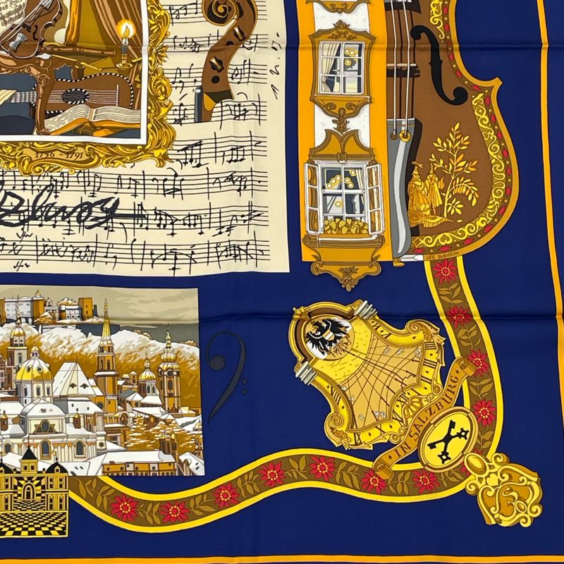 Hermes Carre 90 In Salzburg Scarf Silk Navy