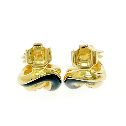 Christian Dior GP Rhinestone Earrings Gold Black 418365 Earrings