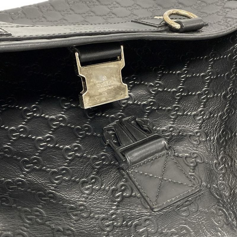 Gucci Shoulder Bag Stripe Line 246067 Black Leather