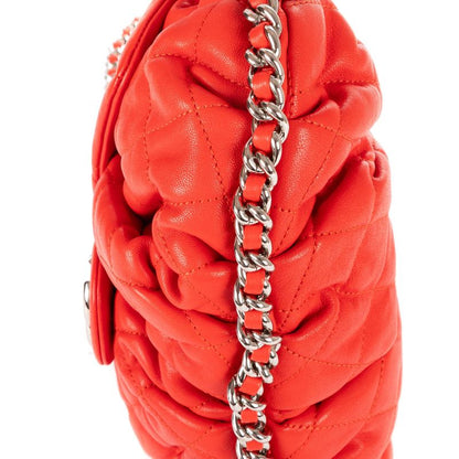 Chanel Chain Round Red Calfskin Leather A