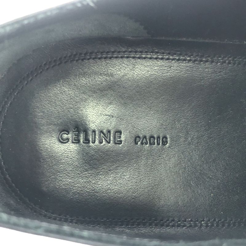 Celine Cles Peep Sole Leather Oxford Shoes Black 38