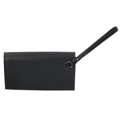 Hermes Kelly Pocket Long W Engraved Svhardware Chevre Noir Black Wallet Men's