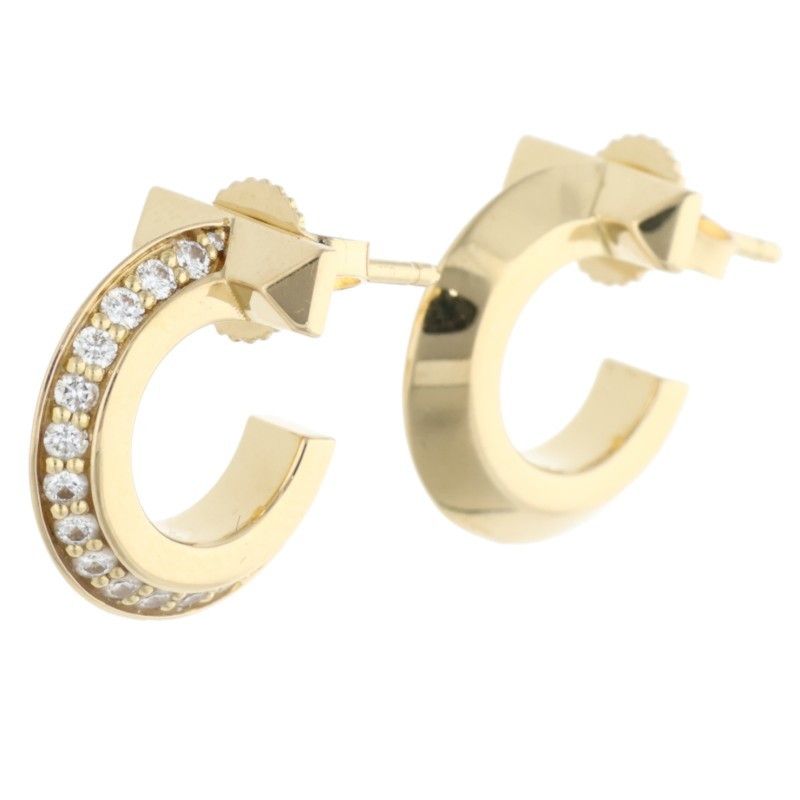 Tiffany & Co T One Hoop 18K Yellow Gold Diamond Gold Earrings Men's