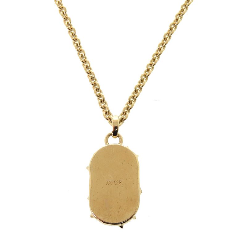 Dior CD Icon Logo Gold Blue Necklace Accessories 0575 Dior