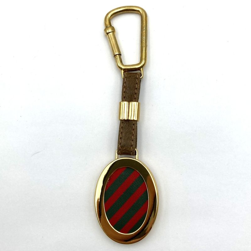 Gucci Key Holder Gold Hardware Retro Sherry Line Leather Brown Ladies Men