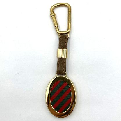 Gucci Key Holder Gold Hardware Retro Sherry Line Leather Brown Ladies Men