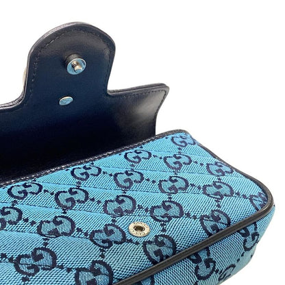 Gucci Shoulder Bag GG Marmont Quilted Leather Super Mini Bag 476433 Blue And