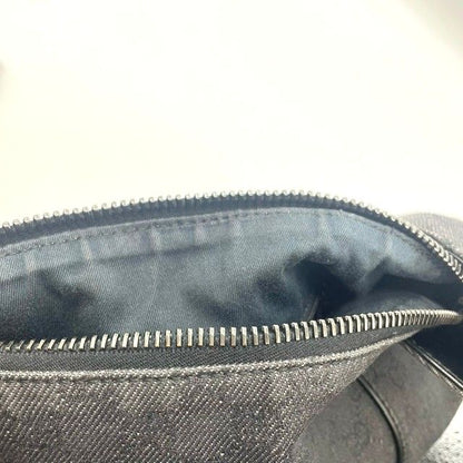 Gucci 101292 Shoulder Bag Handbag Black GG Canvas Leather Fashion Women