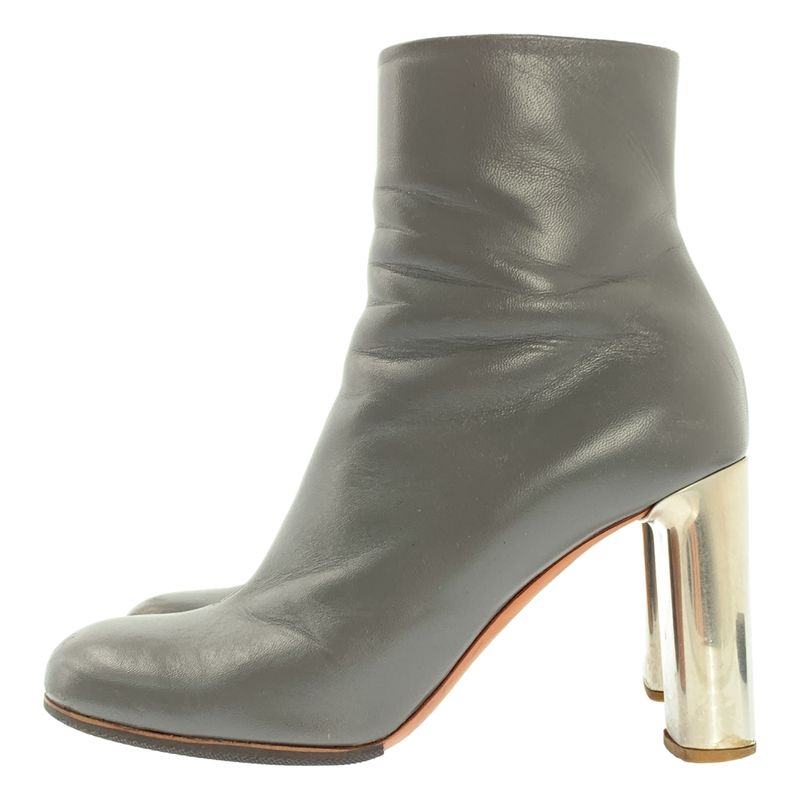 Celine - Phoebe Period Leather Ankle Heel Boots - 37 - Grey - Women's