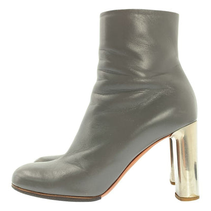 Celine - Phoebe Period Leather Ankle Heel Boots - 37 - Grey - Women's