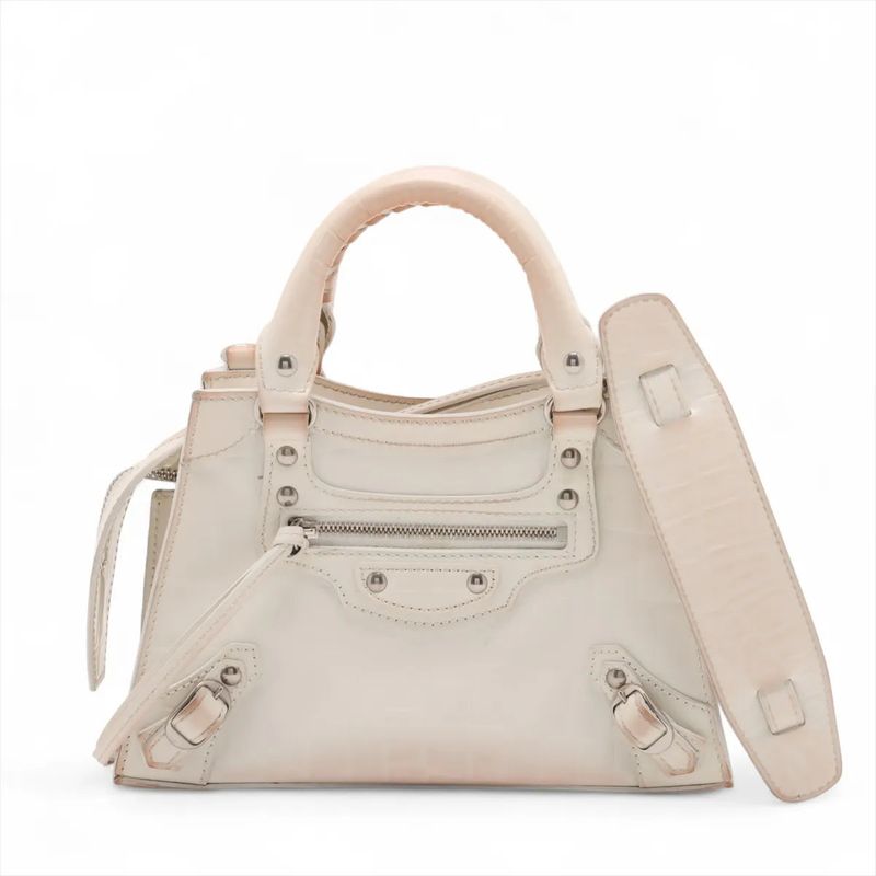 Balenciaga Neo Classic City Croc Embossed Leather 2WAY Handbag Crossbody