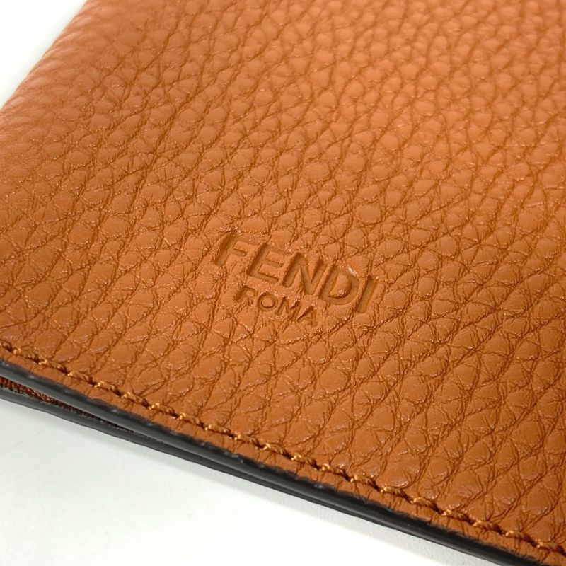 Fendi Passport Case With Logo Leather Brown