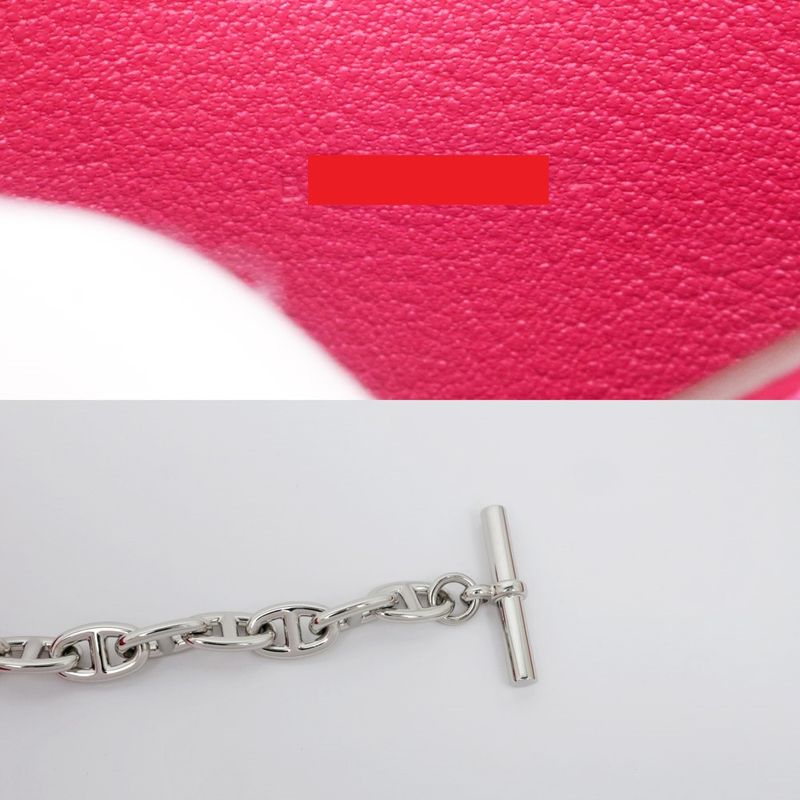 Hermes Chaine D'ancre Compact Wallet Chevre Pink Svhardware B Engraved