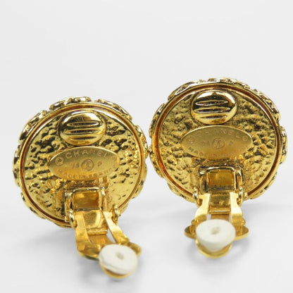 Chanel Earring Coco Mark Metal Faux Pearl Gold Plated Accessories 94P Ladies