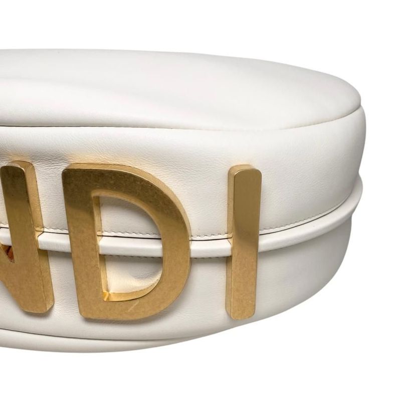 Fendi One Shoulder Bag Graffi Medium 8br799 A5dy F1hel Calf Leather White Beige