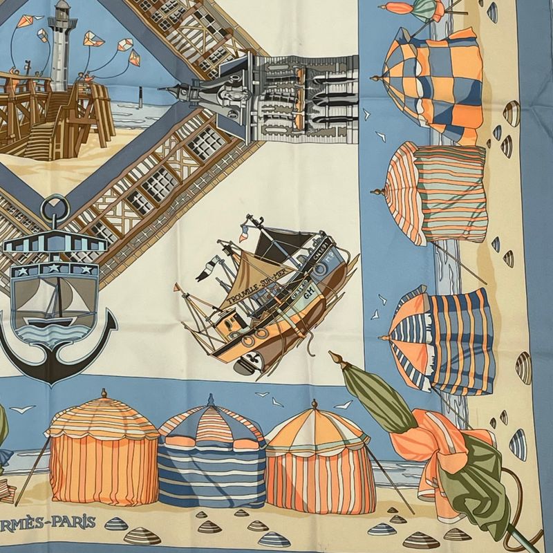 Hermes Scarf Silk Carre 90 Charmes DES Plages Normandes Charms Of The Normandy